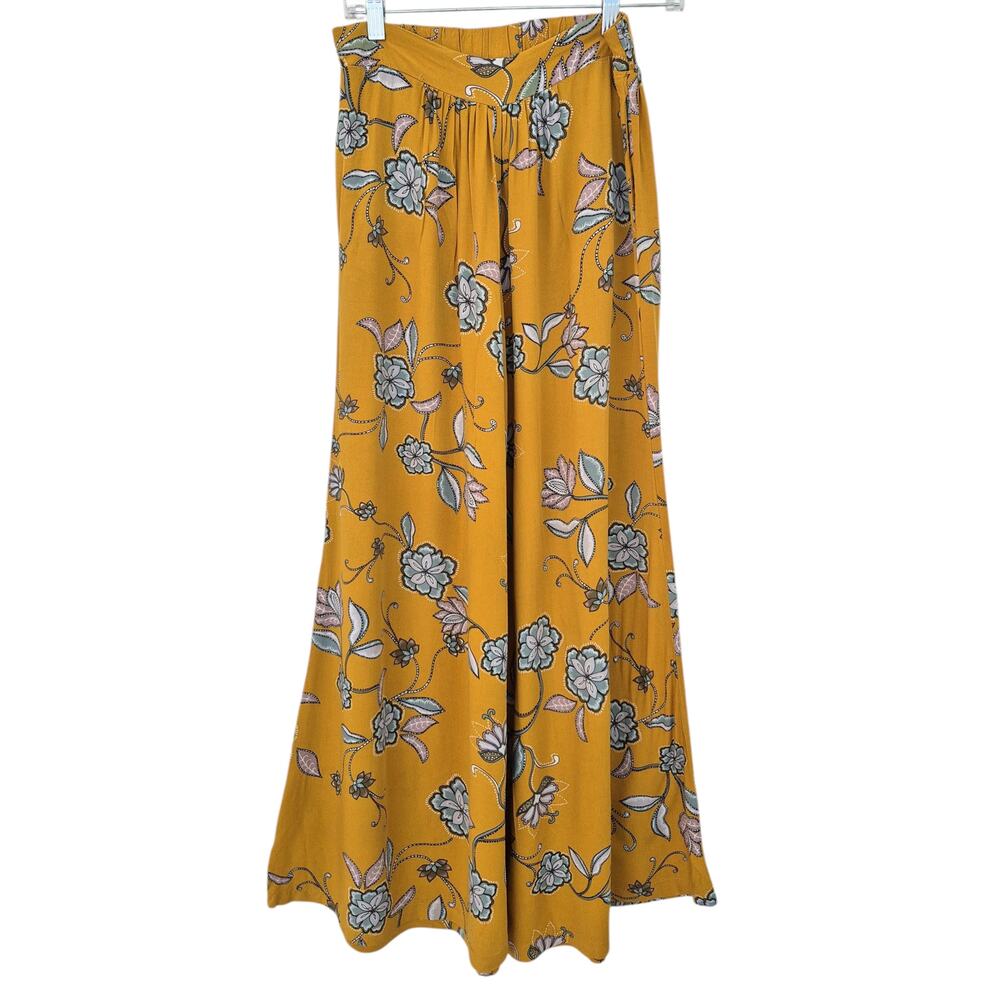 Jaase Wide Leg Pants Sz S Novelty Print High Waist Boho Flowy Summer Festival